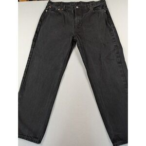 Levis 550 Relaxed Fit Black Denim Jeans Mens 42x32 Faded Tapered Leg 00550-0260